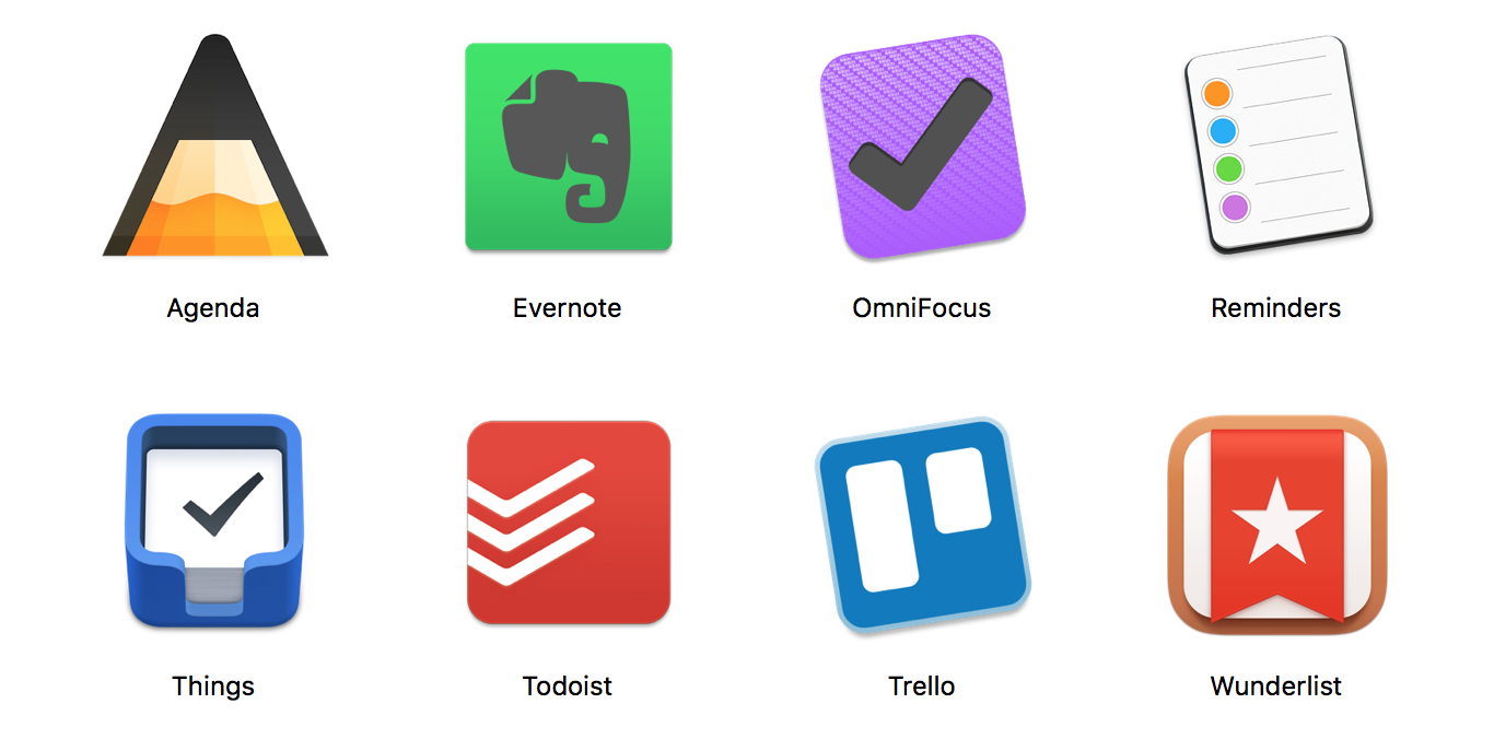 Task managers I tried: Agenda, Evernote, Omnifocus, Reminders, Things 3, Todoist, Trello, Wunderlist. task management, task, app, flow, todo list, flowlist, task list, omnifocus, wunderlist, todoist, focus, trello, agenda, agile, kanban, productivity, apple, mac, macos, ios, osx, self management, project management, organizer, getting things done, getting shit done, note taking, brainstorming, creative writing, hierarchical data